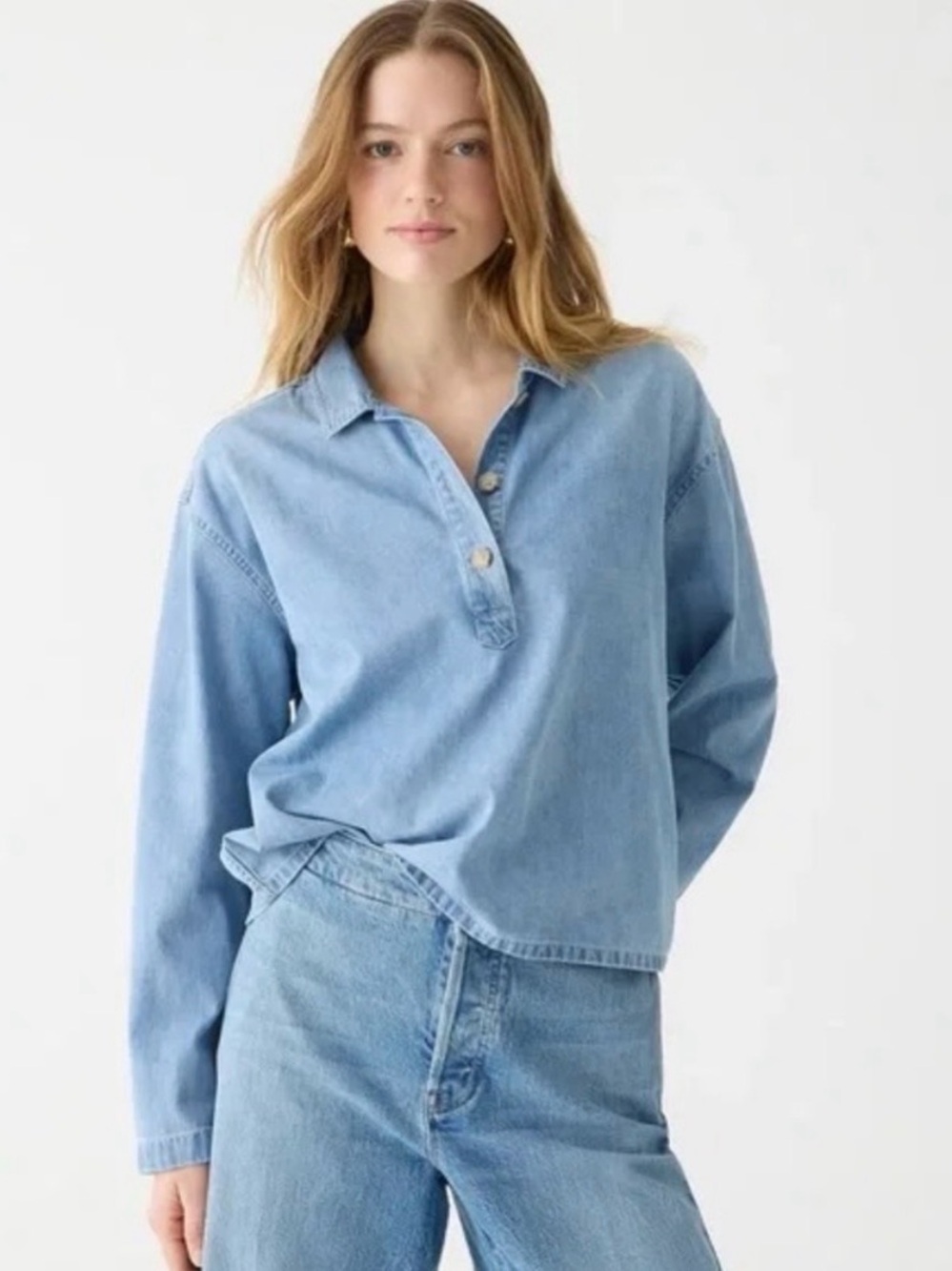 J. Crew Light Blue Denim Pullover Shirt